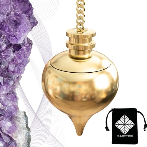 Majestic's Radiästhesie Pendel ABBE MERMET Wassertropfen mit ZEUGE – Esoterik/Orakel Pendel – Gold – 36 Gr