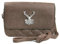 Enzianblau Trachten: Tasche in Wildleder-Optik mit HIrschbrosche, Trachtencluch, Oktoberfest Tasche zum Dirndl (braun)