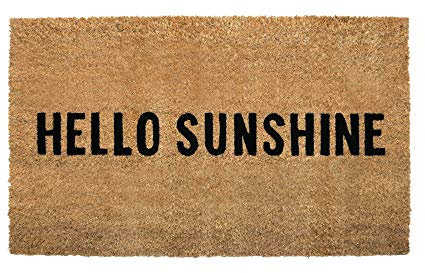 NIKKY HOME Coir Doormat Non Slip Front Door Mat with Word Hello Sunshine - 17 X 30