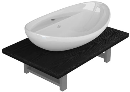 vidaXL 2-TLG. Badmöbel-Set Keramik Schwarz