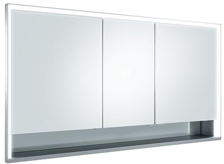 KEUCO Royal Lumos LED Spiegelschrank mit 2 Türen und offenem Fach, 140 cm, Made in Germany, Einbau, Aluminium-Korpus, Seiten verspiegelt, Beleuchtung dimmbar, Lichtfarbe einstellbar