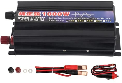 Fafeicy Spannungswandler 1000 W, Reiner Sinus Wechselrichter DC/AC Wandler DC12V/24V/48V/60V bis AC220V, Single Digital Display, für Auto, Hause