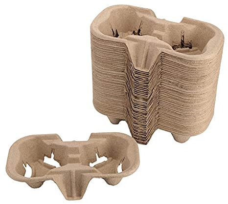 windyday Biologisch Abbaubarer Becherhalter Für 2/4 Kaffeebecher, Pappbecher 50 Stück Bio Becherhalter Einwegbecherträger Becherträger Für Lebensmittel, Cafés Und Imbiss-Shops