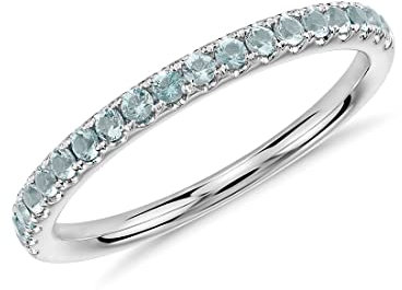 JewelryGift Schmuckgift Aquamarin Edelstein Band Ring 925 Sterling Silber Wunderschöne Geschenk Perfekte Hochzeit oder Jubiläum für Männer und Frauen Ringgröße 50