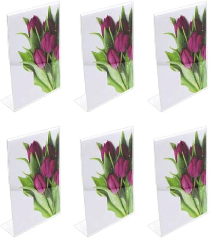 Acan Tradineur - Pack de 6 Portafotos de plástico Transparente, Marcos de Fotos de sobremesa, menú, Carteles, decoración, hogar (Vertical - 10 x 15 cm)