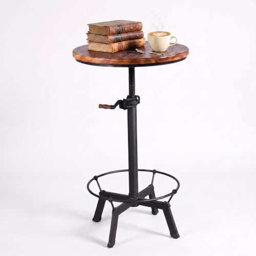 Industrieller Bartisch 85-100 cm höhenverstellbar schwenkbar Holzplatte Vintage Frühstück Esstisch