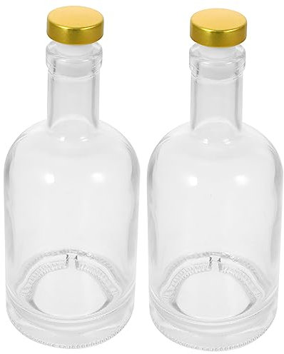 Luxshiny 2Pcs Glass Liquor Bottle, Whiskey Decanter Glass Clear Wine for Bar Restaurant (375ML)