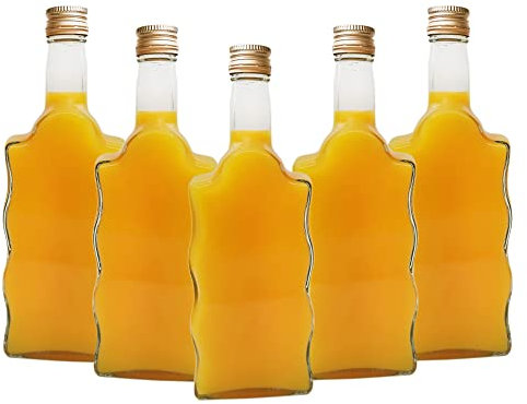 DIAH DO IT AT HOME Bottle 'Wave' Shape 500 ml (0.5L) x 12 & Gold Screw Cap (Twist on Lid) x 12 - Home Brewing Gin Oil Vinegar Wine Vodka