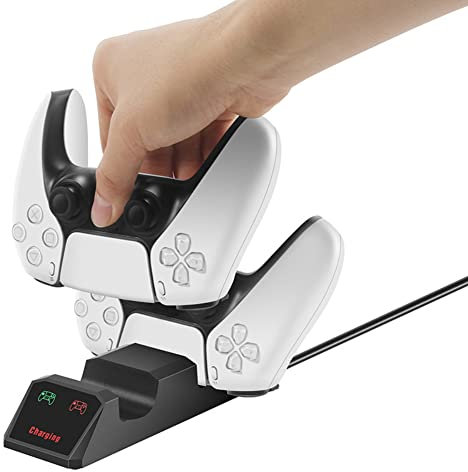 PS5-Controller-Ladegerät PS5-Ladestation Schnelllade-AC-Adapter, Ladestation für Dual 5 Gamepad mit LED-Anzeige