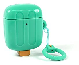 MOJIPOWER, AirPods 1 und 2 Generation Hülle, Erste und Zweite Generation AirPods Cover mit Seitlichem Schlüsselring, Schutzhülle für AirPods, Eiscreme Design