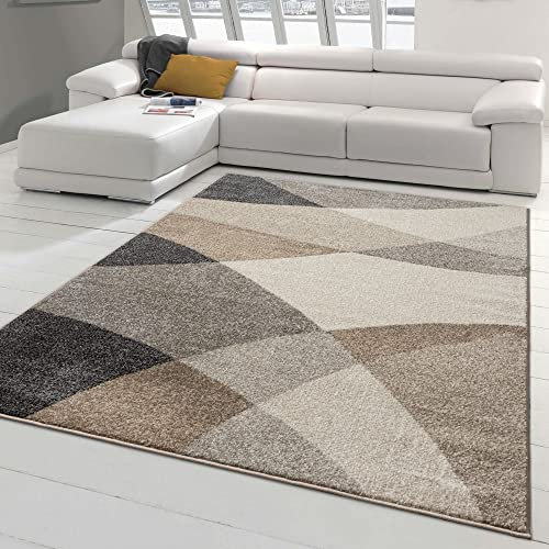 Teppich-Traum Designerteppich Foyer Diele | rechteckig | abstraktes Muster in grau beige, Größe 240x330 cm