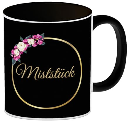 speecheese Miststück Kaffeebecher Schwarz Besonders geeignet zum Wichteln als Abschiedsgeschenk für Scherzkeks für Narren für Kaffeeliebhaber für Frauen oder für junge Frauen mit dem