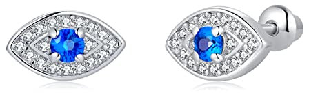 Mädchen Ohrringe 925 Sterling Silber Post Hypoallergene Schraubverschluss mit Sicherheit ohrstecker versch Ohrringe für Kinder Mädchen Damen (Auge des Teufels)