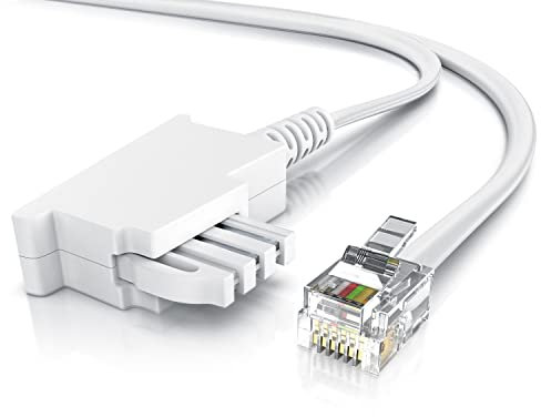 CSL - 3m Telefonkabel TAE-F Stecker auf RJ11 Stecker - Int. Norm 6P4C / 4-polig belegt - Flachkabel - von analoger Telefondose zum Telefon Fax Modem Router Anrufbeantworter, 3 Meter weiß