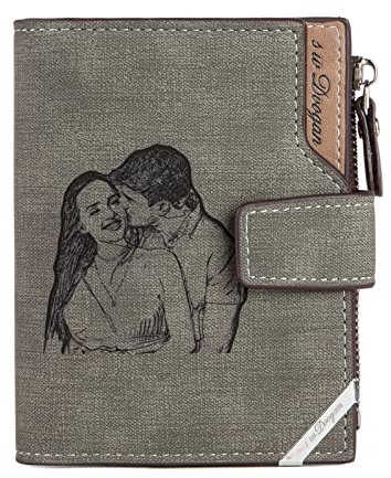 ALBERTBAND Portefeuille Homme Personnalisé avec Nom Initiales Texte Photo Portefeuille en Cuir pour Papa Mari Petit Ami Cadeau pour la Fête des Pères Noël Anniversaire (A)