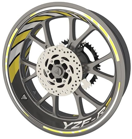 Felgenrandaufkleber für Yamaha YZF R3 Premium Qualität (Aufkleber für beide Felgen) (Gelb)