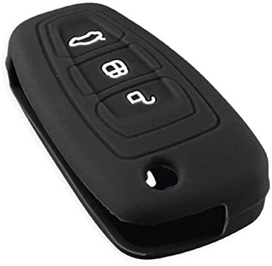 OTMIK Silikon Autoschlüssel Hülle passend für Ford Ranger C-Max S-Max Focus Galaxy Mondeo Transit Tourneo Custom Schlüsselhülle Zubehör (Schwarz)