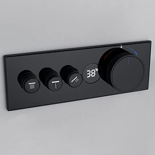 SHUGUANG 3 Way LED Thermostatic Shower Diverter Mixer Valve Shower Faucet Valve Bathroom Faucet Concealed Embedded Box