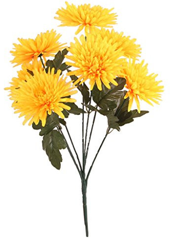 Duiaynke Künstliche Chrysanthemen, Büsche, Blume, Mama, Blumenstrauß, Tische, Tafelaufsätze für Zuhause, Garten, Party, Hochzeit, Dekoration (gelb)