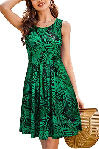 KILIG Sommerkleid Damen Strandkleid Midi Ärmellose Kleid Sommer Leicht Blumenkleid Freizeitkleid (Floral 21,M)