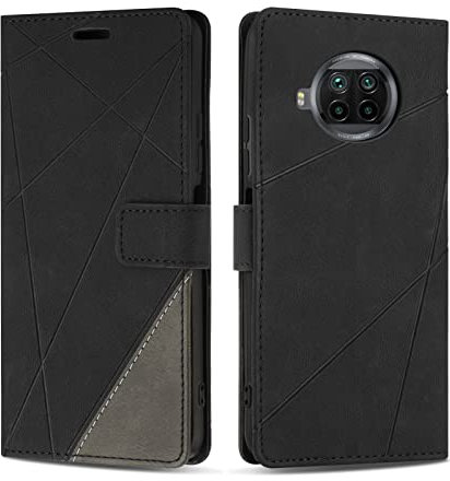 SONWO Hülle für Xiaomi MI 10T Lite 5G, Premium PU Leder Handyhülle Flip Case Wallet Silikon Schutzhülle Klapphülle für Xiaomi MI 10T Lite 5G, Schwarz
