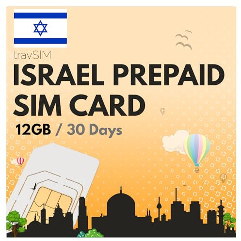 travSIM Israel SIM Karte | 12GB Mobile Daten bei 4G/5G Geschwindigkeiten | SIM Karte für Israel funktioniert in iOS & Android Geräten | Der Plan der Israel SIM Karte ist 30 Tage gültig