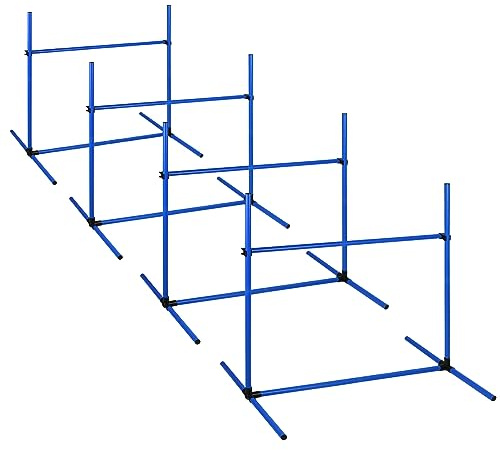 VA-Cerulean Ensemble d'obstacles d'agilité pour animaux de compagnie, set de 4 tiges de slalom pour entraînement de chien avec sac de transport, hauteur réglable, en plastique, bleu