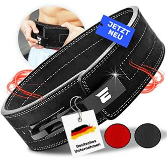 EVERLEVEN Premium Echtleder Gewichthebergürtel, Gewichthebergürtel für Herren und Damen, Weightlifting Belt, Fitness Gym Gürtel Bodybuilding Kraftsport Lifting Belt - Größe S/M