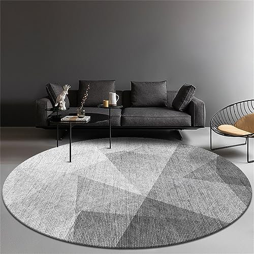 Highdi Tapis Rond Salon, Moderne Tapis de Sol Décoration Antidérapant pour Salon Chambre Cuisine Balcon Terrasse Salle à Manger Intérieur Extérieur - Minimalisme Artistique (100cm,Gris)