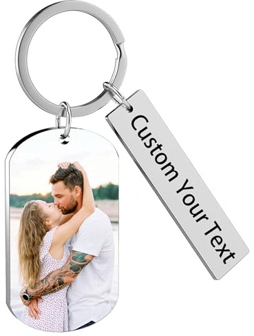 Porte-Clés Personnalisé Avec Photo Double Face Porte-Clés Personnalisé Gravé Au Laser Pour Homme Femme Famille Cadeau