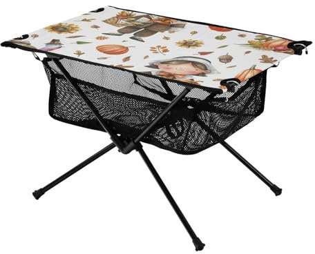 ZRWLUCKY Mesa plegable de calabazas de Acción de Gracias, girasoles, flores, mesas de cámper duraderas con bolsa de almacenamiento para cocinar al aire libre, picnic, campamento, viajes