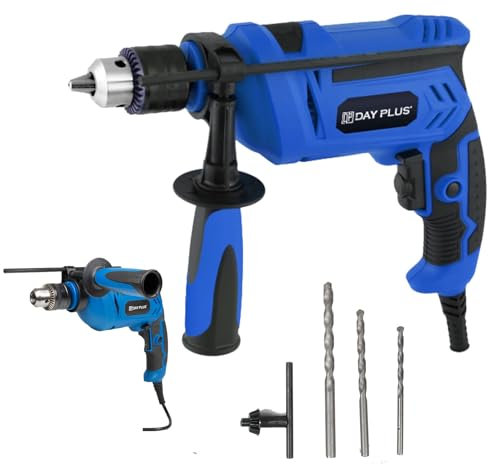 Banas Power 230V 850W Rotary Hammer Drill Set, Wood Concrete Steel Stone Electric Breaker with 360° Rotatable Side Handle 3000rpm Variable Speed Depth Gauge 13mm Chuck and Drill Bits(5/6/8mm)