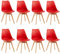 EGGREE 8er Set Esszimmerstühle mit Massivholz Buche Bein SGS Geprüfter, Skandinavisch Design Gepolsterter aus PU-Leder Küchenstuhl Essstühle, Rot