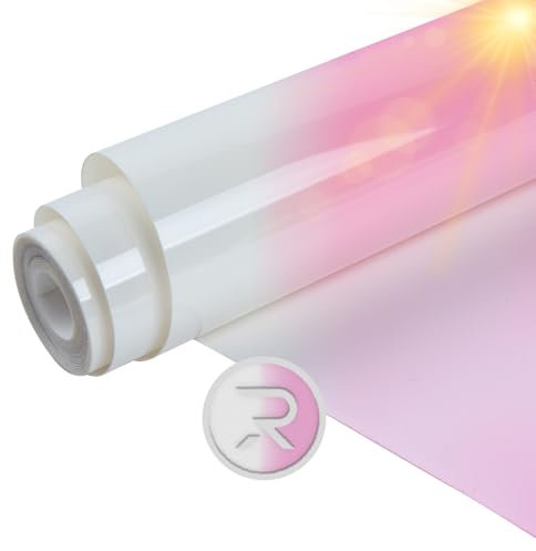 HTVRONT 3D Puff Vinyl Heat Transfer - 10 x 6ft UV Color Changing HTV Vinyl Roll for T Shirts, Sunlight Sensitive UV Color Changing Heat Transfer Vinyl for All Cutting Machine (White to Pink)