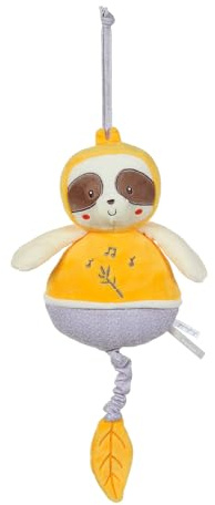 GIPSY Toys – Faultier – Musikbox – Plüschtier – Serie Bamboo – 32 cm S/Karte – Gelb und Braun – 1. Alter