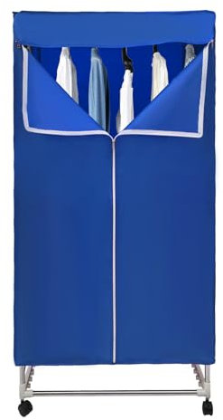 Wäschetrockner, Tragbare Elektrisch Trockner Klein, 1500W Kleiderschrank Warmlufttrockner, Mobiler Wäschetrockner Kleiderschrank mit Timer, IPX1, Geräuscharm, 3 Windgeschwindigkeiten (Blau)