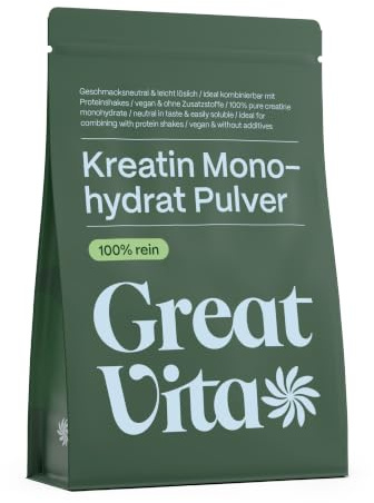 GreatVita Kreatin Monohydrat Pulver 800g | 234 Portionen - geschmacklos | reines Creatin Monohydrat ohne Zusätze - 100% vegan | GreatVita