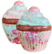 your castle 2er Set Blechdose in Form eines Cup Cakes, rosa und türkis, süß verzierter Deckel mit Blumen, Maße: 8x8 cm, Volumen: 120 ml