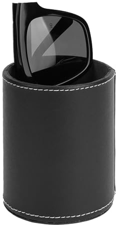 Linkidea Glasses Desk Holder Stand for Reading Eyeglasses, Vegan Leather Glasses Holder for Nightstand, Glasses Storage, Black, XX-Large