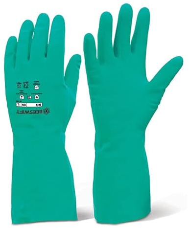 Beeswift Chemische Handschuhe aus Nitrilkautschuk, Grün, Größe M