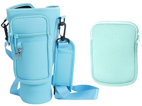 EHDWXVZM 2-Teilige Wasserflaschenhülle, Isolierte Wasserflaschenhülle, Cross-Body-Wasserflaschenhülle Mit Verstellbarem Schultergurt, Multi-Pocket-Bechertasche, Geeignet Zum Wandern Und Wandern