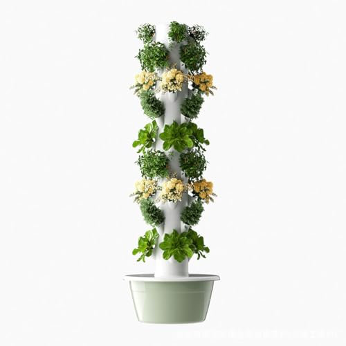 Hydroponics Tower Garden Hydroponic Growing System Aeroponics Growing Kit für Kräuter, Obst und Gemüse mit Hydratationspumpe, Adapter, Netztöpfen, Timer für Kräuter, Obst und Gemüse (Größe: 9 Etagen)