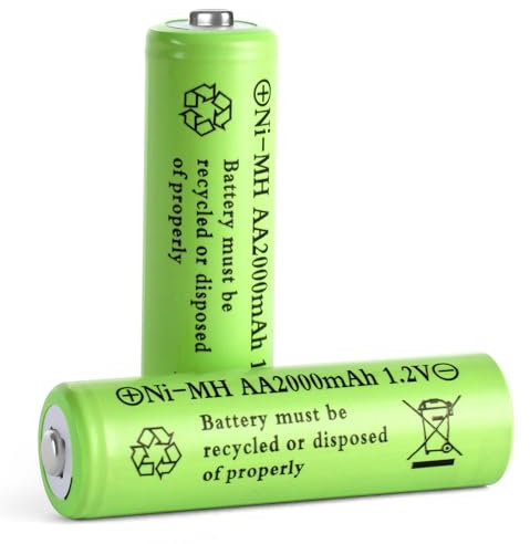 AXFEE Batterie Ricaricabili AA ad,2 Pezzi 1,2V 2000mAh Ni-MH Ricaricabili, Batterie Ricaricabili Alta Capacità, per Telecomandi, Corde Luminose, Giocattoli, ecc (Pre-caricate, confezione da 2)