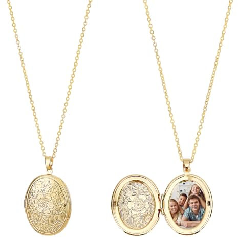 UNICRAFTALE 2 Set 18 Karat Vergoldete Schwimmende Medaillon Anhänger Bilderrahmen Anhänger Ovale Metallanhänger Goldener Charm Erinnerungsfoto Anhänger Für DIY Gedenkhalsketten Schmuck DIY Handwerk