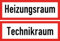 Aufkleber-Set (2 Stück) Heizungsraum & Technikraum, 8 cm x 24 cm, wetterfest, weißer Hintergrund, schwarze Schrift TC-066