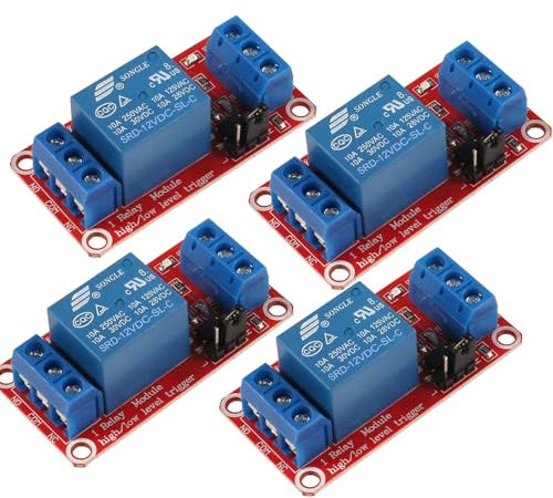 Gebildet 4pcs DC 12V 1 Channel Relay Module Board Shield with Optocoupler Isolation Support High or Low Level Compatible Development Board Trigger