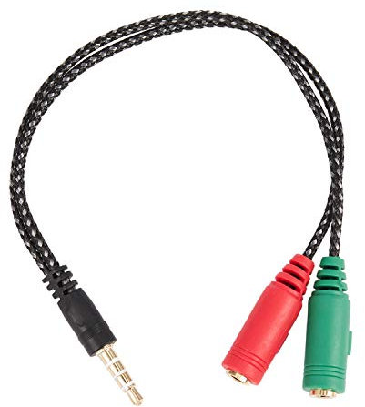 Jrifedptry 1 Pz Cavo Adattatore 2 In 1 Splitter 4 Poli 3.5mm Audio Auricolare Auricolare a 2 Jack Femminile Cuffia Mic Cavo Audio 3 poli per PC