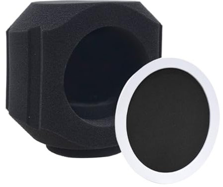 Pzuryhg Bouclier d'isolation pour microphone, bouclier absorbant le son avec filtre, couverture insonorisante portable en éponge, idéal pour podcasting, chant, rappel, studio à domicile et spectacles