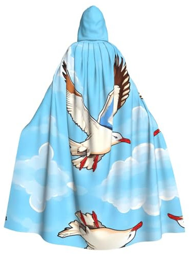 WZYCWB Capa de bola con estampado de gaviotas voladoras, bata de mago extendida para adultos, disfraz de mascarada, vestido de fiesta temática de carnaval