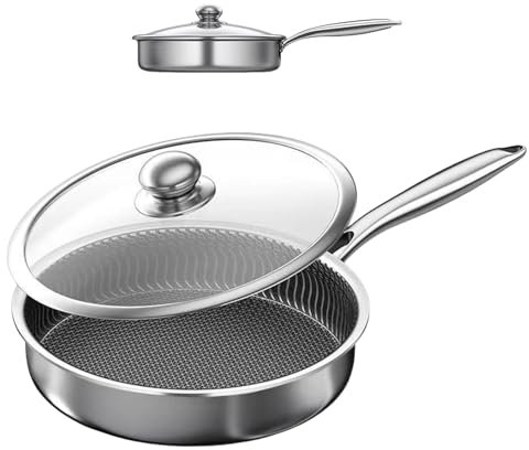 Non -Stick -Bratpfannen - Nicht -Stick -Pfanne | Nicht -STIAK -BRUINDE PAN | Pfanne Fry Pans Cookware | Edelstahltöpfe mit Deckel, Kochwerkzeuge für Induktionsherde Küchen Apartment Restaurant BBQ Cam